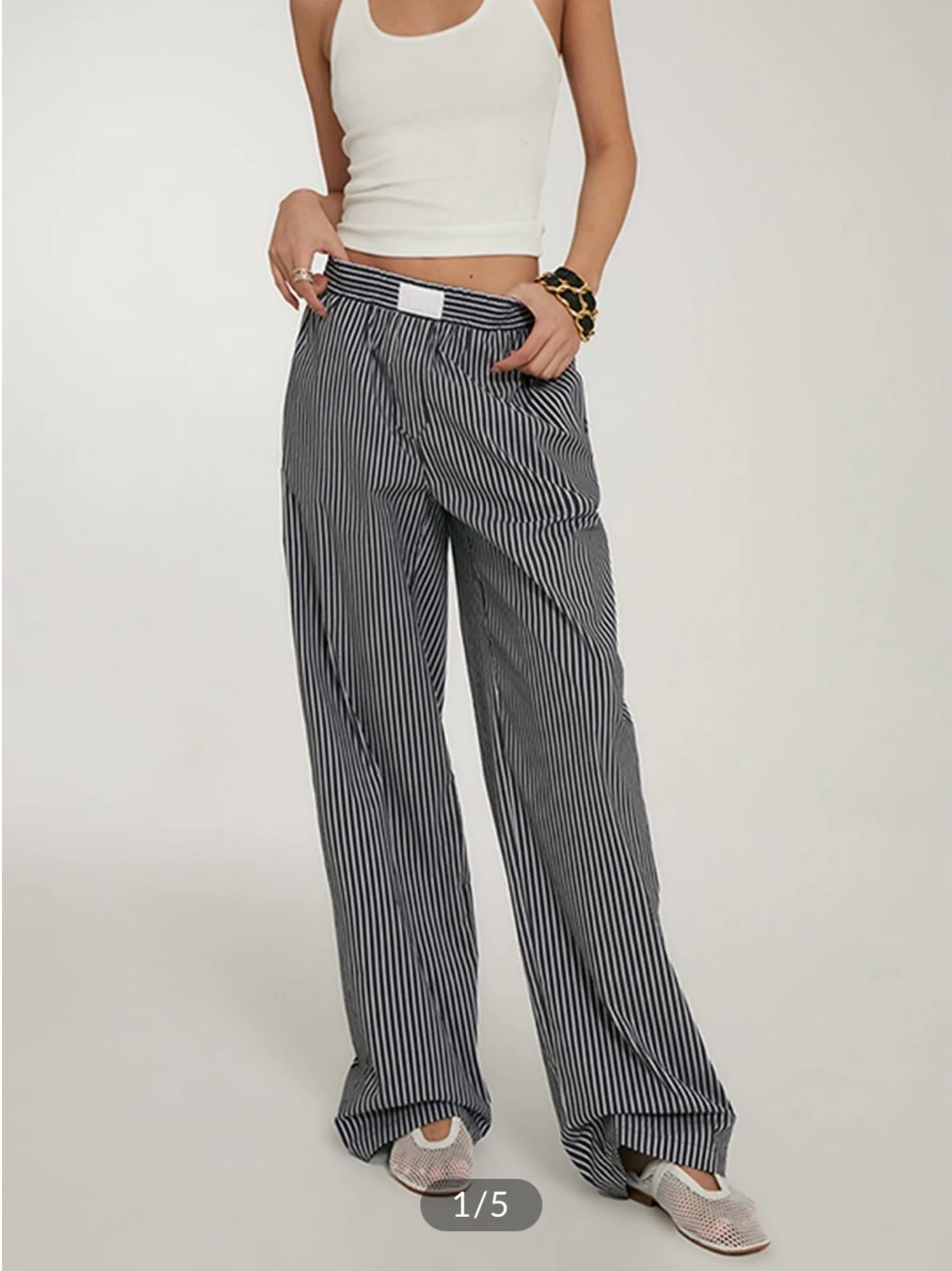 NWT commense Casual Striped Wide Leg Pants in Black and White size: XS